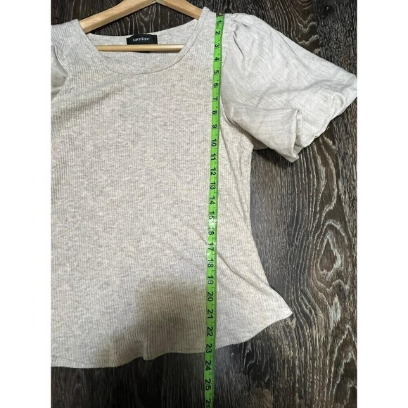 KAREN KANE 100% Linen Short Bell Sleeve Soft Blouse Top Sz M Beige - Picture 6 of 8